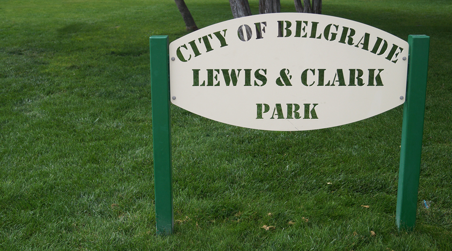 Lewis and Clark Park sign in Belgrade Montana