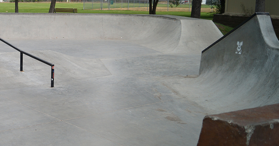 banked turn and rail at belgrade skatepark