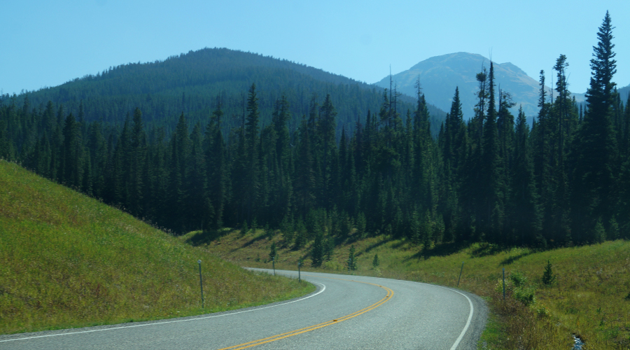 curving road in hyalite canyon