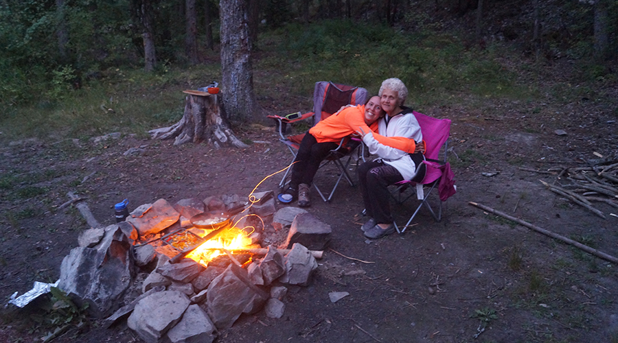 having a fire while camping near lolo