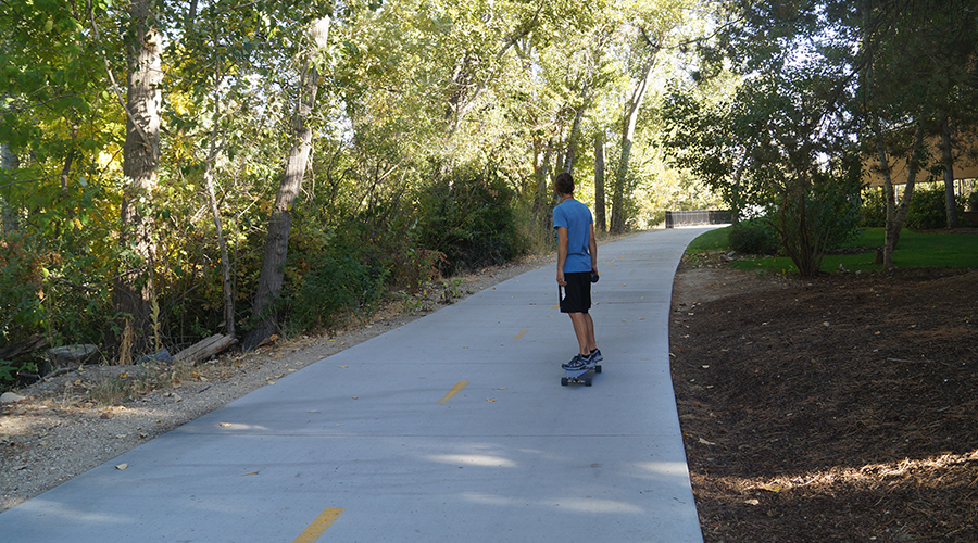 longboarding the boise river greenbelt smooth shaded path