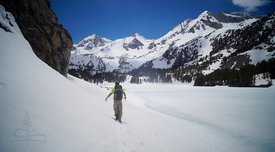 hiking little lakes valley trail in the snow