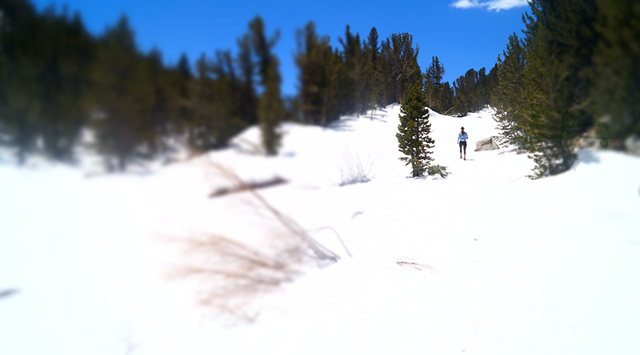 hiking through the snow