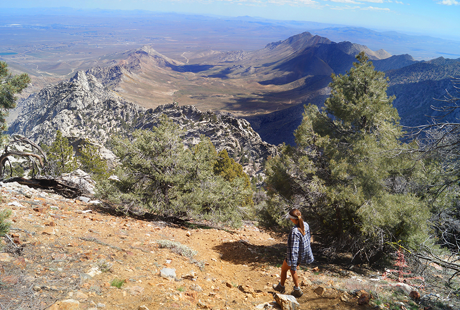 hiking down from owens peak