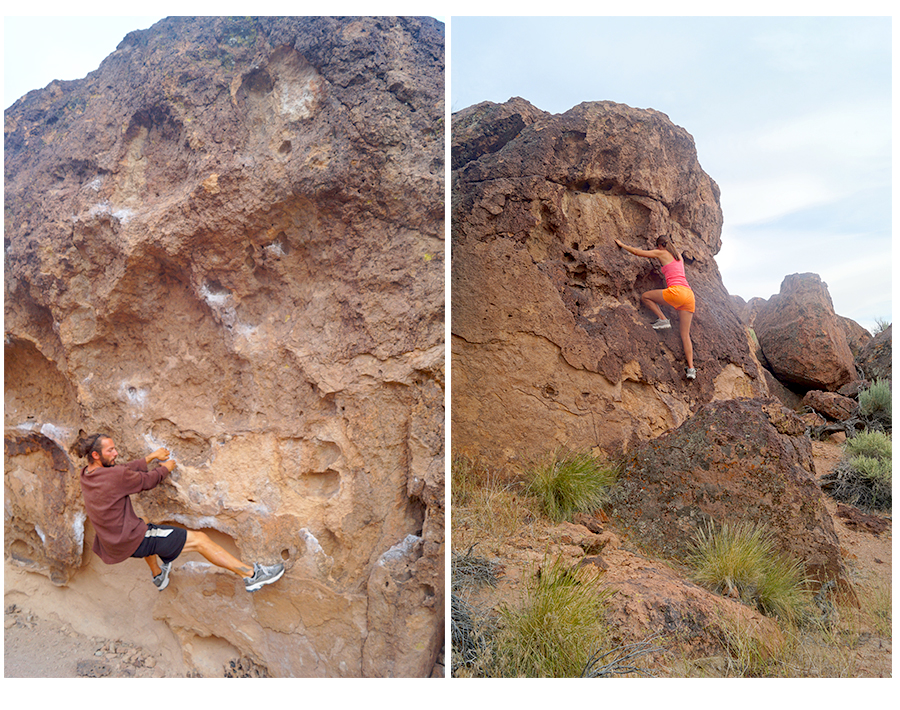 bouldering in our backyard at volcanic tablelands