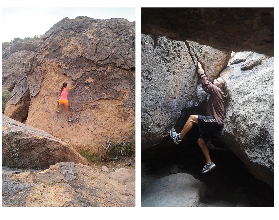 rock climbing while camping at volcanic tablelands