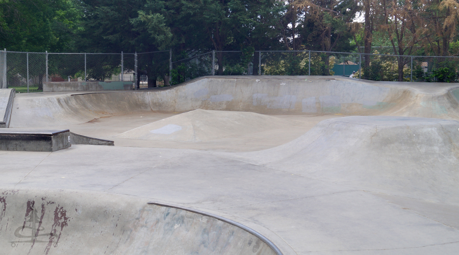 banked turns and smooth transitions at the bishop skatepark