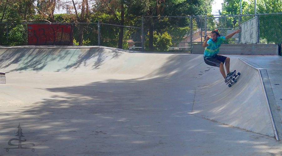 longboarding at the skatepark in bishop