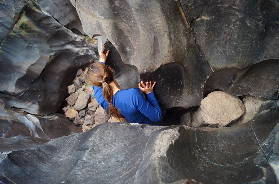 smooth lava rocks at fossil falls