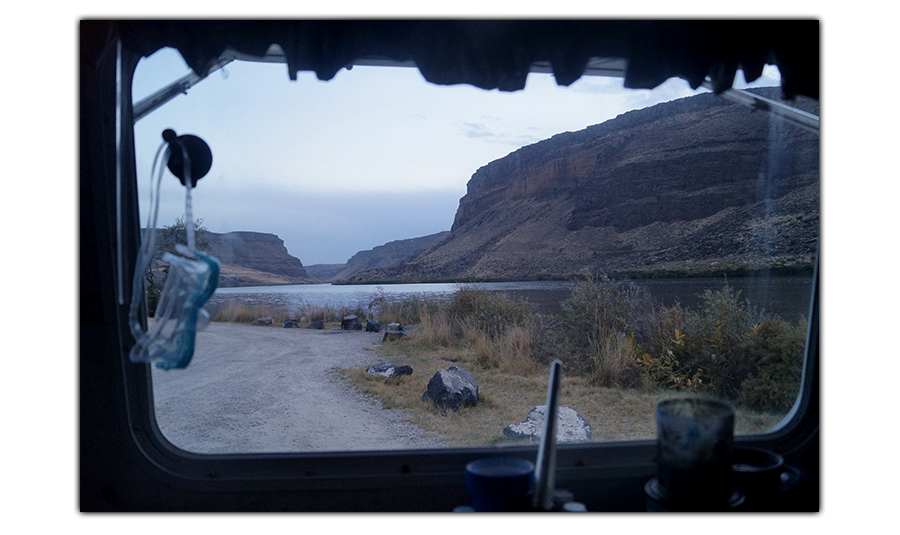 view from our window while camping near boise at swan falls dam