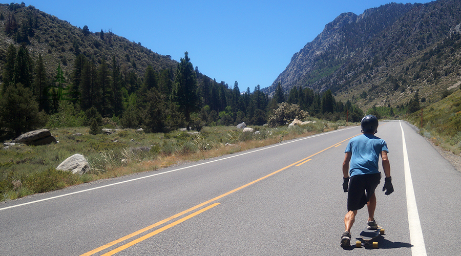 kicking on the rock creek road longboarding run