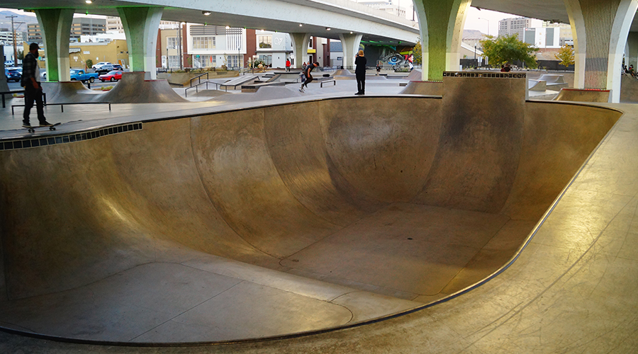 large pool shaped bowl at the boise skatepark