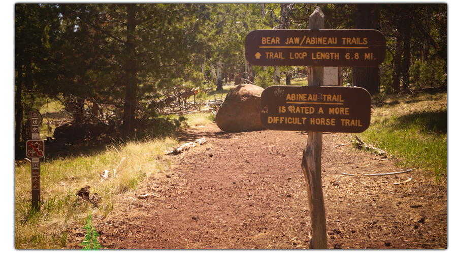 abineau and bear jaw trails sign