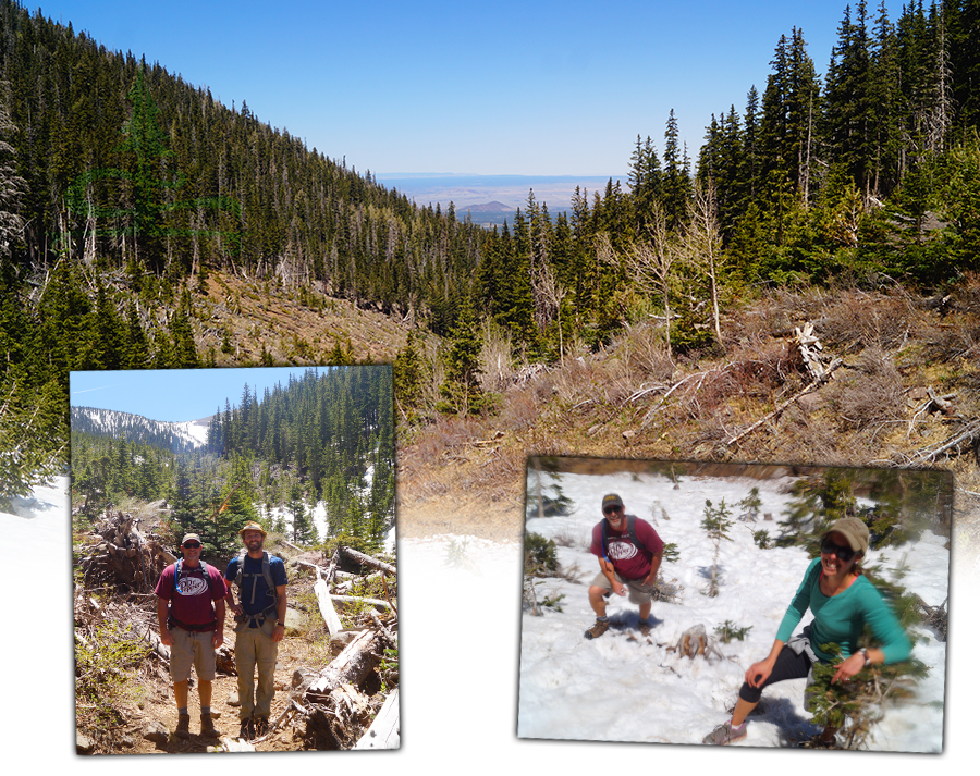 hiking in the snow on the abineau and bear jaw loop hike