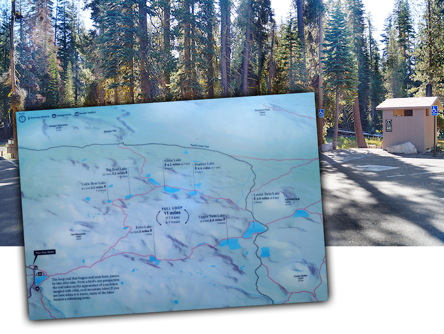 map at the trailhead where we began backpacking lassen volcanic national park