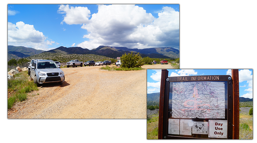 black canyon trail parking area and trail information sign