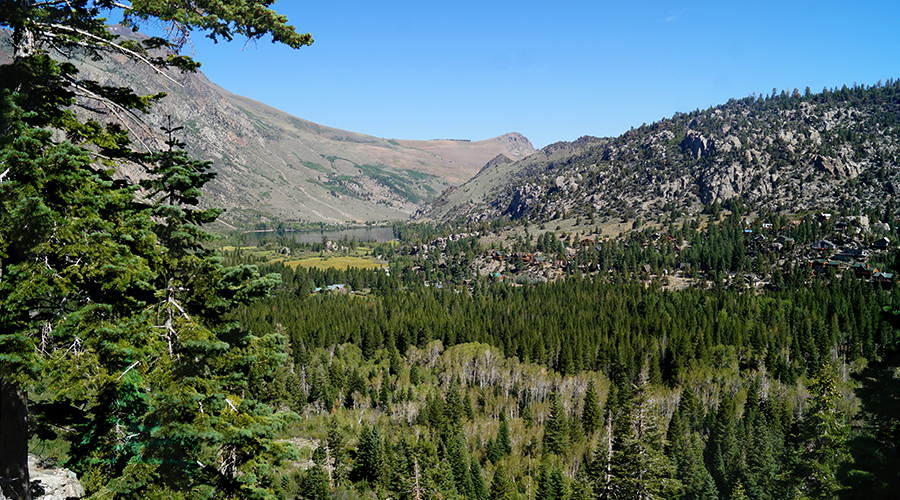 view down into the june lake valley