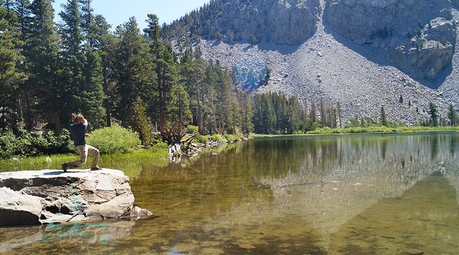 skipping rocks on fern lake