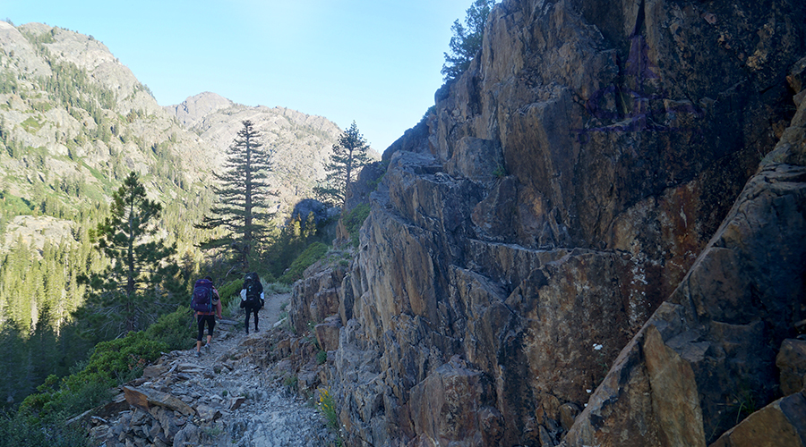 trail along the mountainside as we were backpacking to ediza lake