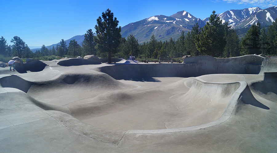 amazing volcom brothers mammoth skatepark and sierras in the background