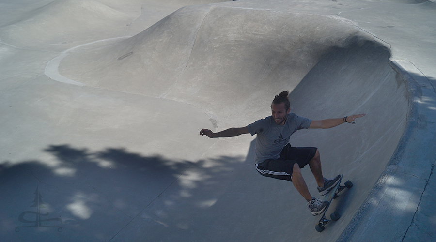 surfing the cememnt at the mammoth skatepark