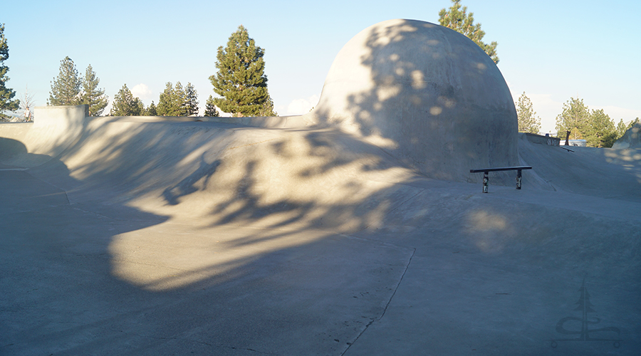 back of the cradle from the street section at the mammoth skatepark