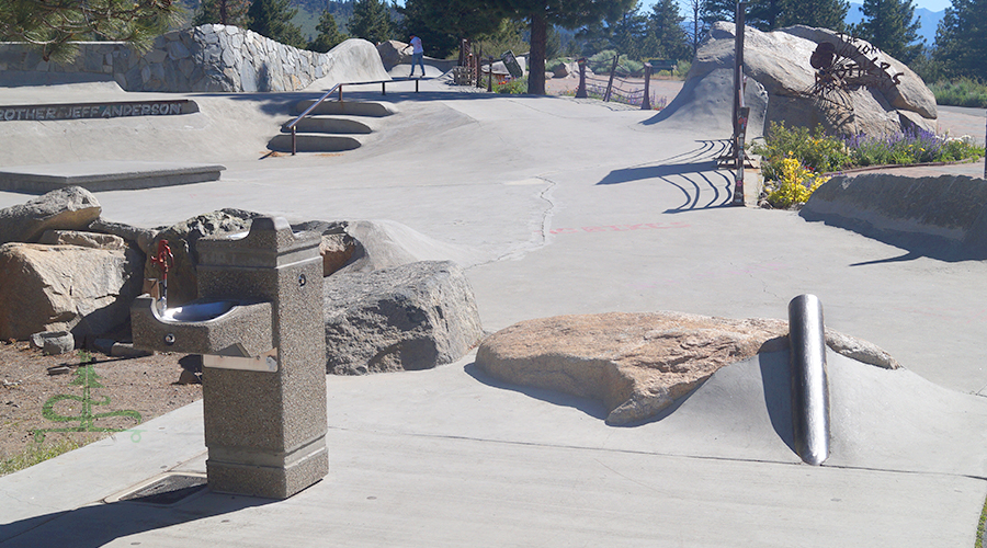 boulders used throughout the mammoth skatepark layout