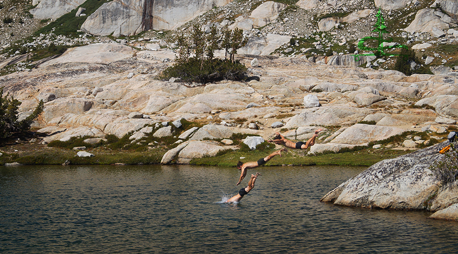 taking a dive into a high elevation lake