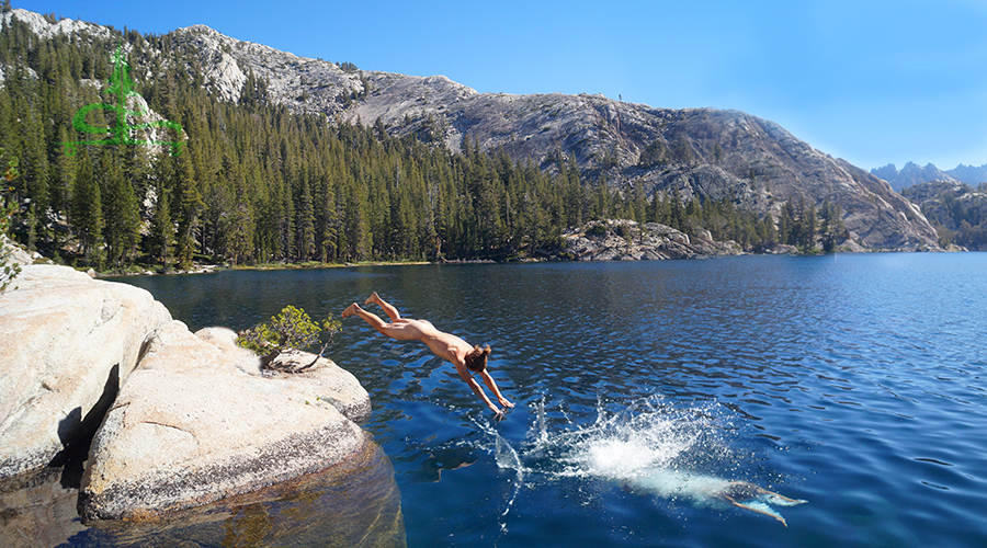 jumping into the frigid waters of peeler lake