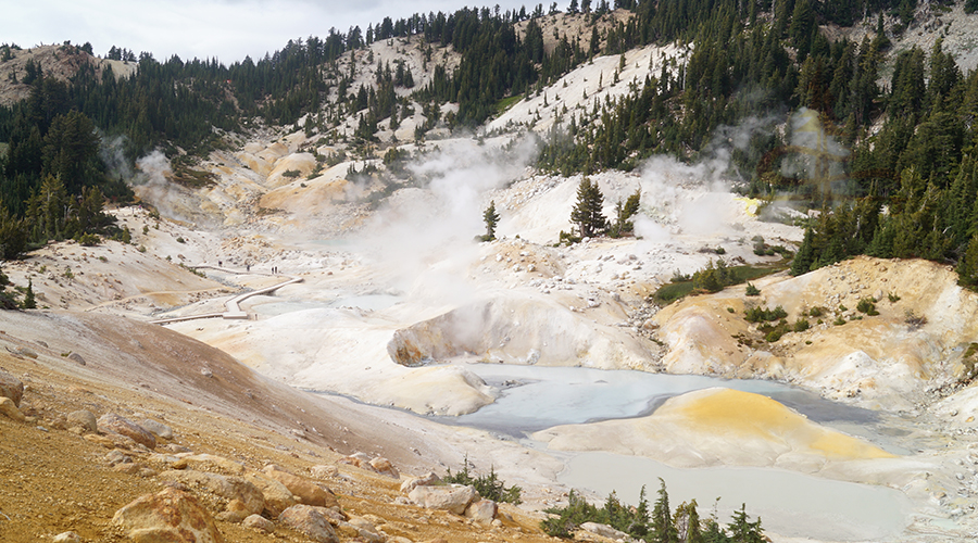 stunning view of bumpass hell volcanic features