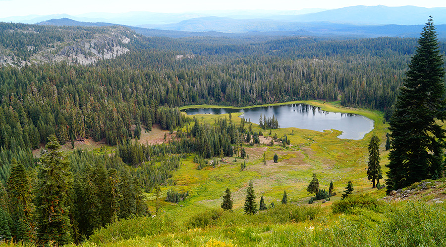 beautiful vast views of crumbaugh lake down below