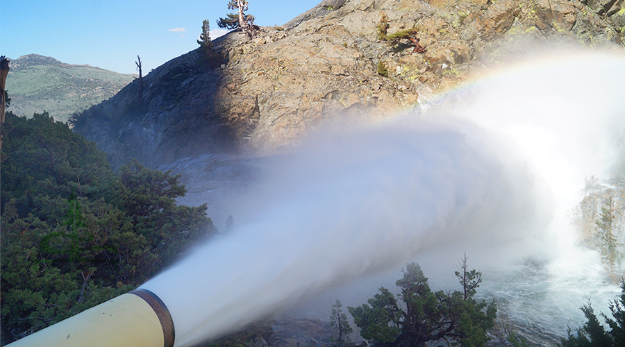 powerful hydroelectric feature near horsetail falls