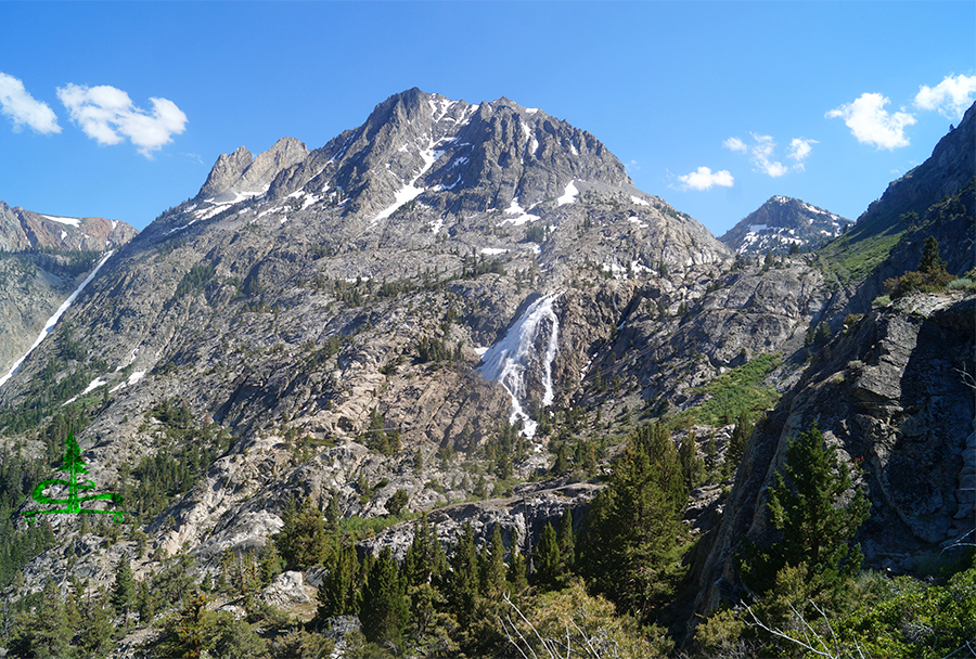 horsetail falls pouring down the mountainside in june lake