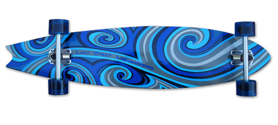 hand painted fishtail longboard shape