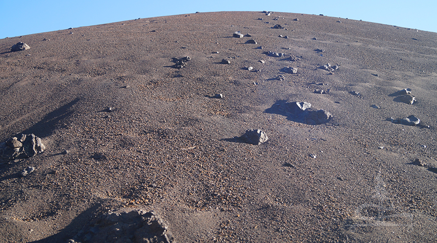 looking up to the top of cinder cone