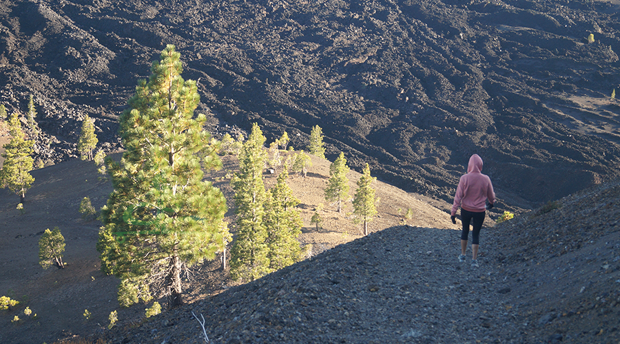steep descent on cinder cone trail