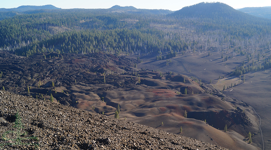 looking out over the vast volcanic landscape while backpacking lassen volcanic national park