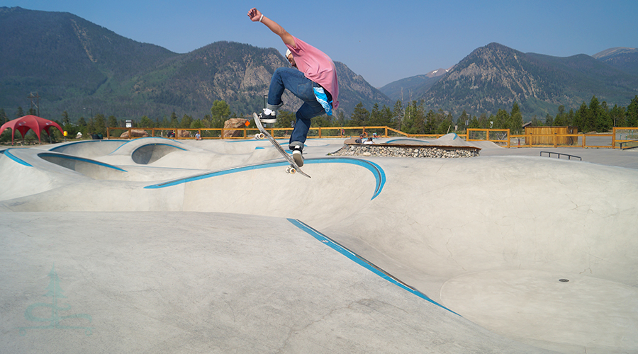 Getting air at the Frisco Skatepark