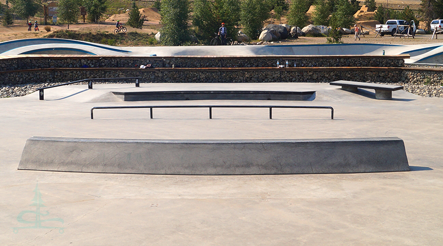 obstacles in the street section at the Frisco Skatepark