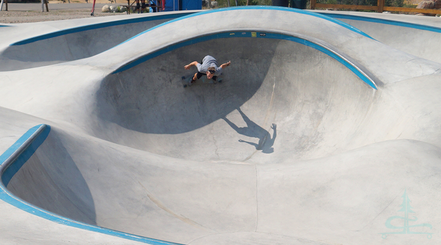 surfing the cement at the Frisco Skatepark