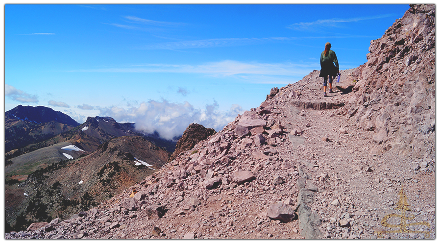 climbing switchbacks while hiking lassen peak trail