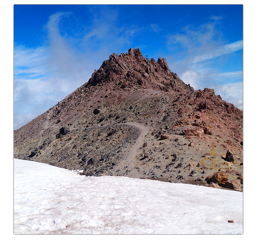 the final climb to summit lassen peak