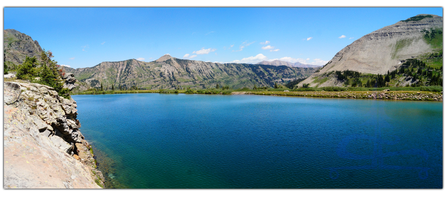 beautiful blue water and mountain back drop at blue lake