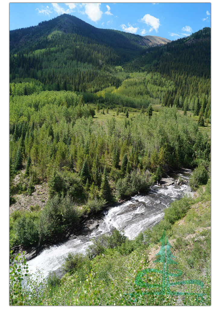 scenic view of the green mountainside and oh be joyful creek 