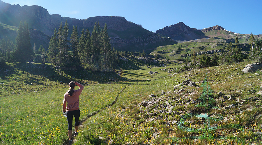 hiking through a green valley near crested butte colorado