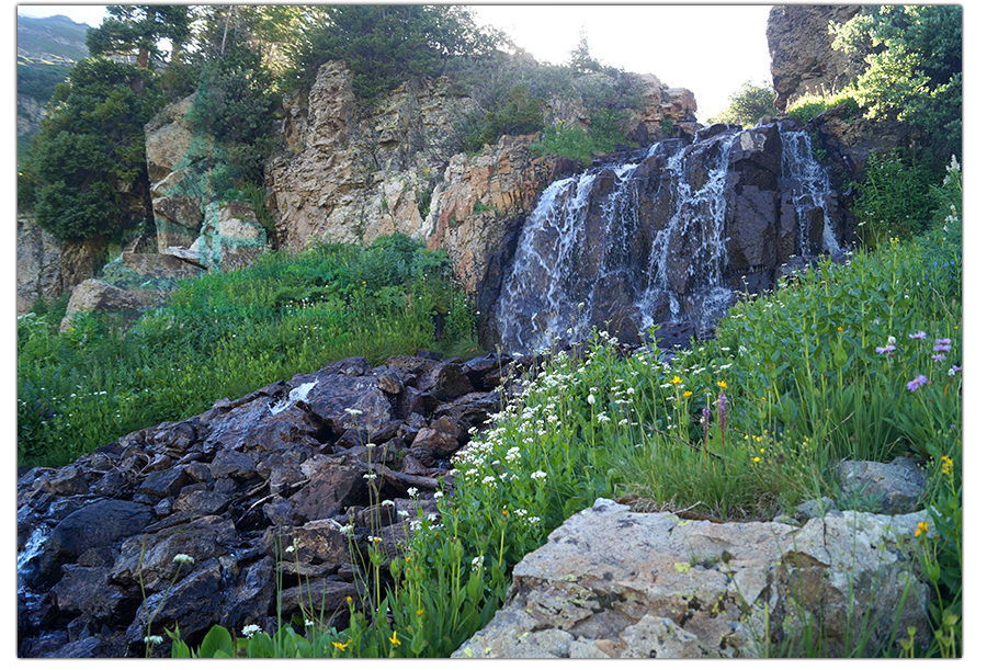 a pretty waterfall we found while backpacking oh be joyful trail