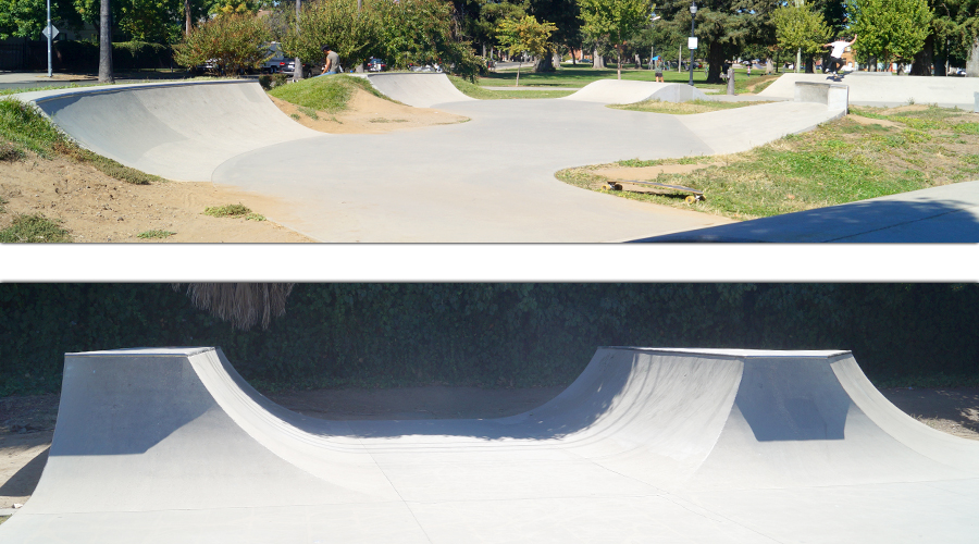 banked turn and halfpipe features