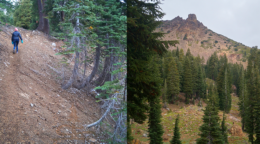 steep hike up to ridge lake