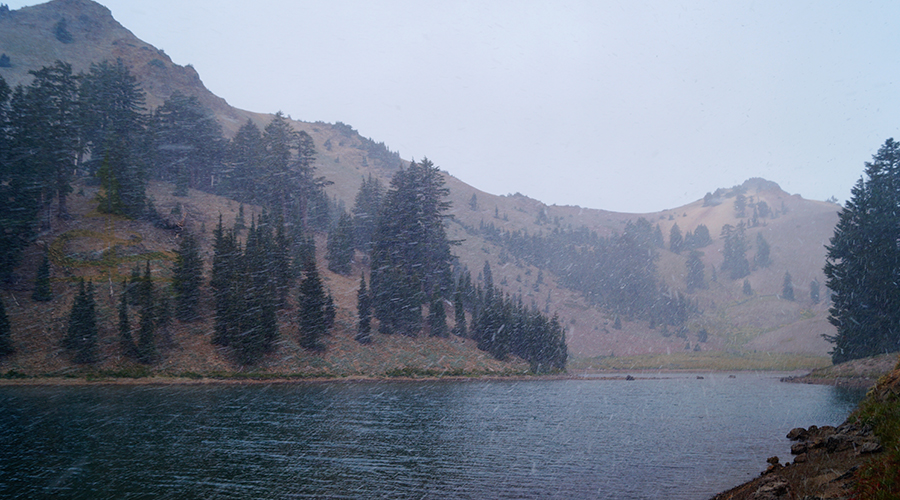it started to snow while we were at ridge lakes