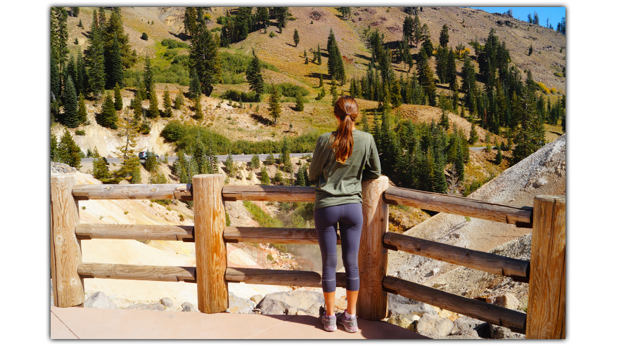 looking down at the volcanic features at sulphur works